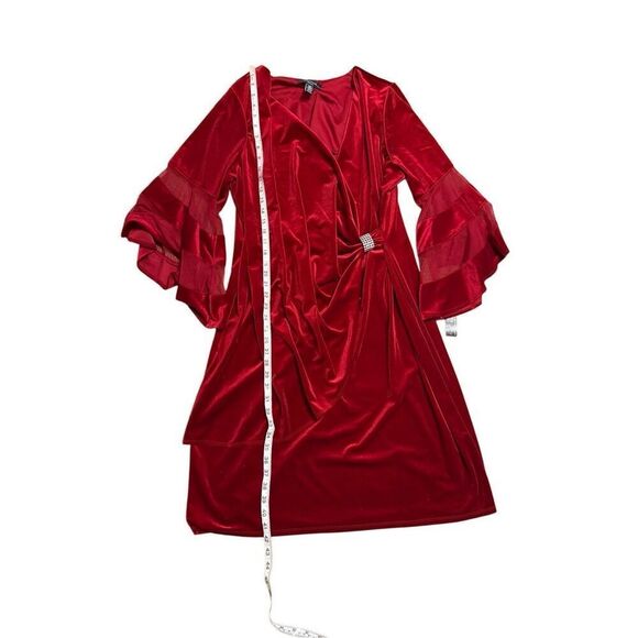 Brand New R&M Richard’s Faux Velvet Mother of the Bride Cocktail Red Dress 18W - Picture 12 of 16